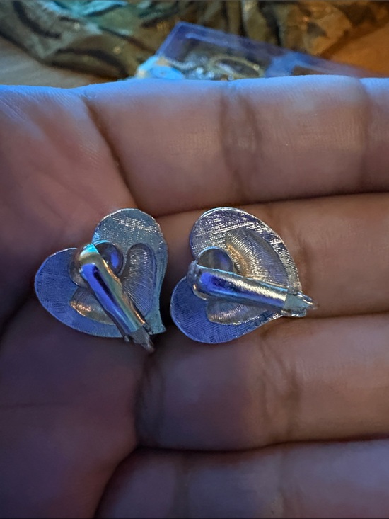 Jewelry - Silver Heart Clip-On Earrings - Textured Heart Design